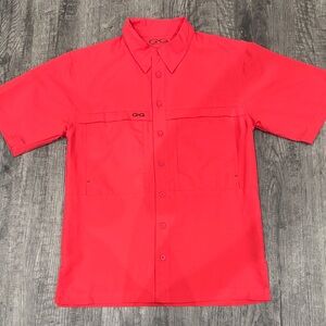 Vibrant Red Casual Button Down Shirt for Men